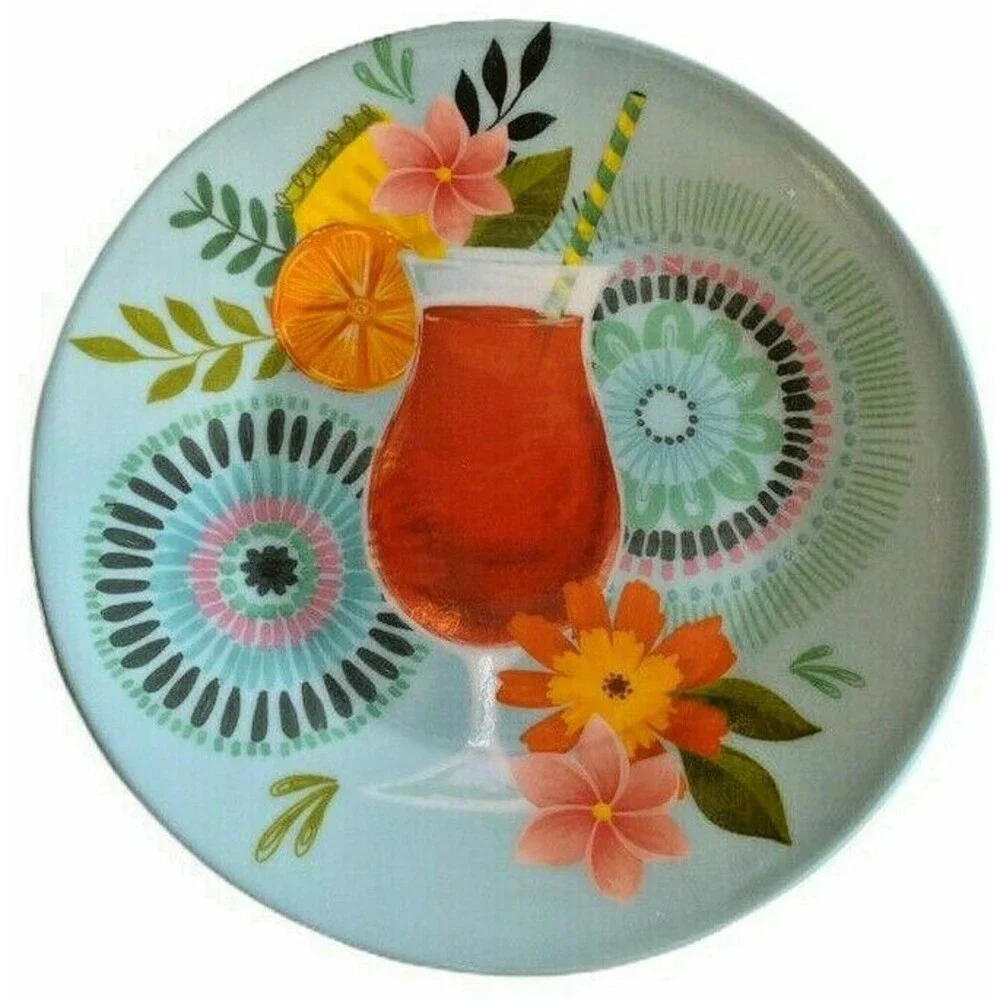 Tropical Drink Melamine Snack Appetizer Dessert Plates 6